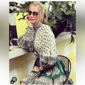 Zimmermann Green and Cream Patterned Dress